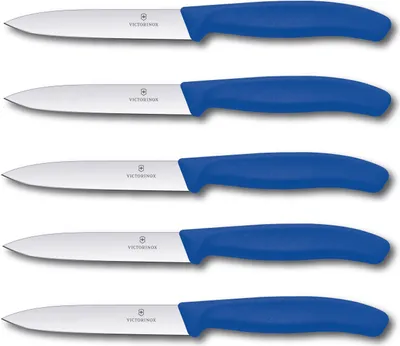 Produktbild von Victorinox | Swiss Classic Set | Limited Edition Blau | 10 cm Klingenlänge | perfekt für Tomaten und Gemüse | Set aus 5 hochwertigen Messern