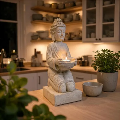 Produktbild von INtrenDU Buddha Figur mit Teelichthalter 39 cm Polyresin creme