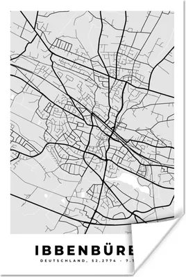 Produktbild von MuchoWow® Poster Deutschland - Karte - Ibbenbüren - Stadtplan 120x180 cm - Kunstposter