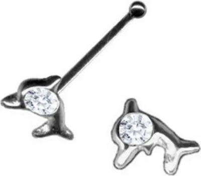 Produktbild von Nasenpiercing: Nasenstecker Piercing Delfin Delphin 925 Silber Weiß