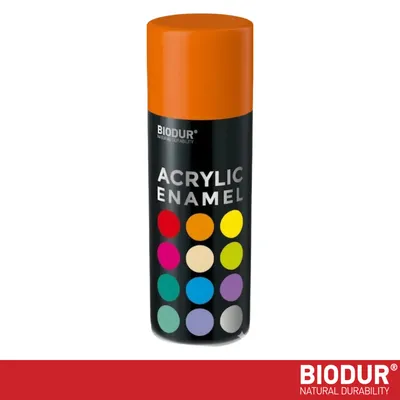 Productafbeelding van BIODUR Acrylverf - Oranje RAL 2004 – 400 ML – Spuitbus Hoogglans Lak – UV en Weerbestendig - Sneldrogende Spuitverf - Voor Binnen en Buiten