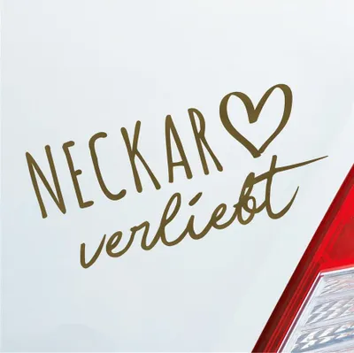 Produktbild von Auto Aufkleber Neckar verliebt Herz Fluss Wasser Water Liebe Car 19x9 cm Gold Sticker Heckscheibenaufkleber