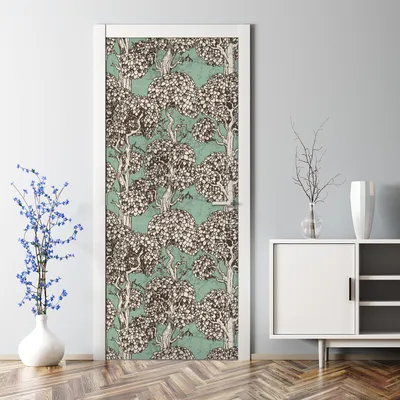 Produktbild von Dekorative Aufkleber selbstklebend Abnehmbarer Türposter Klebefolie Bäume Wald Vintage 85 x 200 cm
