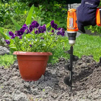 Obrázek produktu pro Zahradní vrták Ø 80 a Ø 300 mm, 1 kus, kroucený vrták pro zahradu, praktický nástroj pro rychlé vrtání děr a výsadbu květin, stromů a keřů