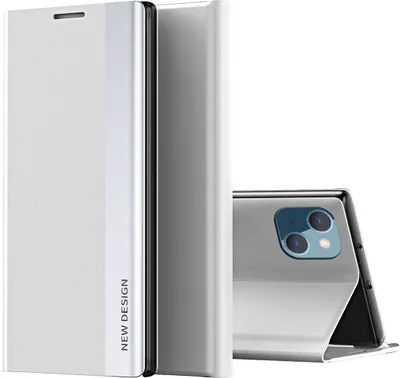 Produktbild von iPhone 13 Hülle, Leder PU Magnetisch Klapphülle PC Innere Schutzhülle mit Standfunktion für iPhone 13 Weiß