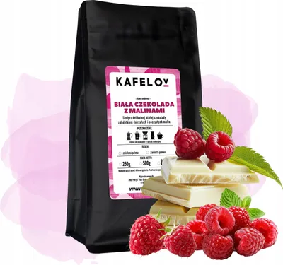 Produktbild von KAFELOV | Kaffeebohnen - Geschmack von weißer Schokolade mit Himbeeren - 250 g - 100 % Arabica - frisch geröstet