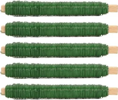 Produktbild von Novatool 5x Wickeldraht I grün I 0,65 mm I Draht I Basteldraht Gartendraht Blumendraht Bindedraht Biegedraht Pflanzendraht rostfrei Dekoband Dekodraht