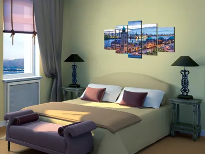 Produktbild von Akustikbild Hamburg 200x100 cm Bilder Akustikschaum Hochleistungsschallabsorber Schallschutz Leinwand 5 tlg Wandbild Raumakustik Schalldämmung 030221-1