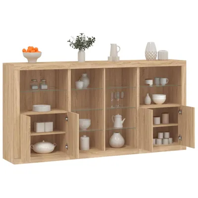 Produktbild von vidaXL Sideboard mit LED-Leuchten Sonoma-Eiche 202x37x100 cm