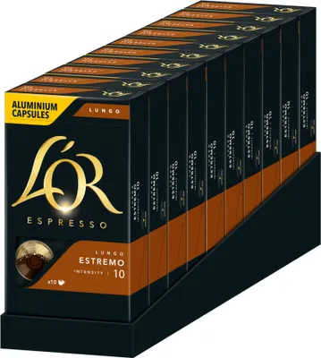 Produktbild von L'OR Kapseln Lungo Estremo 100 Nespresso®* kompatible Kaffeekapseln