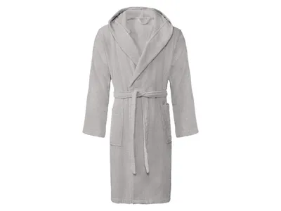 Produktbild von Michalsky Uni Damen/Herren Frottiert Bademantel, % 100 Baumwolle mit Kapuze, grau, Gr. XL
