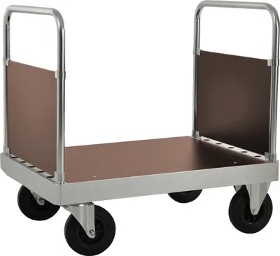 Produktbild von Kongamek Plattformwagen verzinkt 960mm hoch mit 2 Schiebebügeln und Ladefläche 840x600mm aus MDF mit Bremse