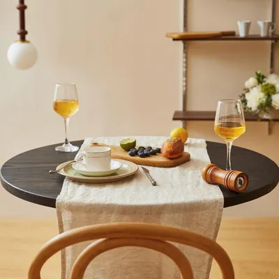 Produktbild von Tischläufer Leinen 40x180cm Beige 100% Französisches Naturleinen Abwaschbar 100