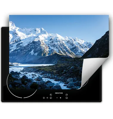 Produktbild von DarHaus Herdabdeckplatte 70x52 cm Anti Rutsch Matte Aufrollbar, Winter - Berge