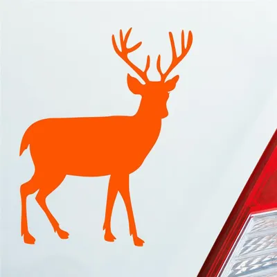Produktbild von Auto Aufkleber Hirsch Reh Bock Deer Wild Jagd Wald Jäger KFZ Car 9,5x12 cm Orange Sticker Heckscheibenaufkleber