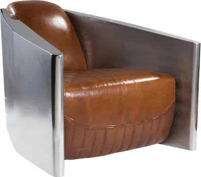 Produktbild von Vintage Ledersessel Braun Echtleder Retro Sessel Design Clubsessel Aluminium