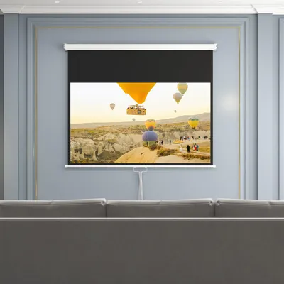 Produktbild von Beamer-Leinwand mit Ständer, Projektionsleinwand, 80 Zoll, 16:9, manuell höhenverstellbar, Weiß | 172 x 96 cm | Wand- & Deckenmontage | 6,2 kg