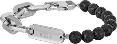 Produktbild von cai Armband Lavakugeln und Edelstahl Kette schwarz 21cm