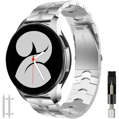 Produktbild von FFO2World 22-mm Edelstahlarmband für Samsung Galaxy Watch 1 (46 mm), Watch 3 (45 mm), Gear S3, Amazfit GTR/GTR 2/GTR 3 und OnePlus Watch – Silber