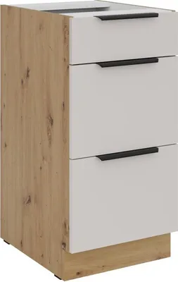 Image de Meuble de cuisine à tiroirs NICELLA - largeur 40 cm, cachemire / chêne artisanal