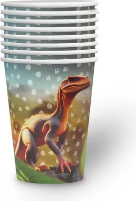 Produktbild von Becher Dino Realistisch – 8er-Pack, 250 ml, für wilde Kindergeburtstage & Partys