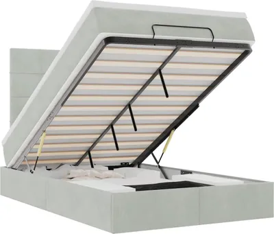 Image de vidaXL Lit ottoman avec matelas gris clair 120x200 cm velours