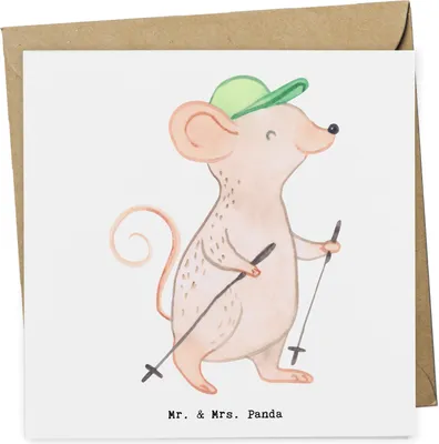 Produktbild von Mr. & Mrs. Panda Grußkarte Maus Walking - Weiß - Geschenk, anlasskarte, faltkarte, Schnelles Gehen, Spazieren, Klappkarte, Glückwunschkarte, doppelkarte, Walken