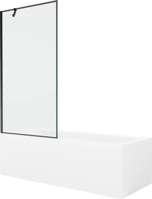 Produktbild von Mexen Cubik rechteckige Badewanne 170 x 70 cm mit Verkleidung und 1-flügeliger Duschwand 90 cm, schwarzes Muster - 550317070X95?