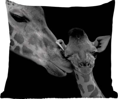 Produktbild von MuchoWow® Outdoor Kissen - Tiere - Schwarz - Weiß - Giraffe - Porträt - 40x40 cm - Wetterfest - Lounge Kissen - Kopfkissen - Interieur - Polster mit Bild