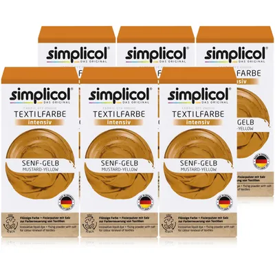 Produktbild von Simplicol Textilfarbe intensiv Senf-Gelb Flüssigfarbe, Fixierer (6er Pack)