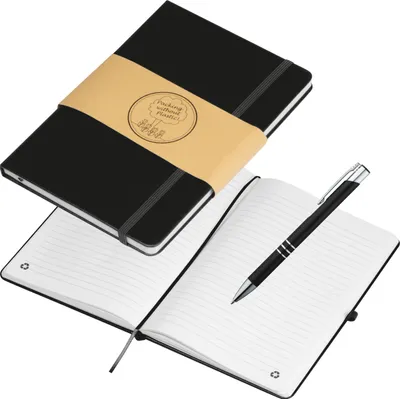 Produktbild von Notizbuch mit Kugelschreiber / PolyurethanCover / DIN A5 / 192 Seiten / Farbe: schwarz