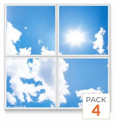 Image de Panneau LED imprimé, motif ciel, 60x60, 40W, réglage de la température de couleur (CCT) - Pack de 4 - 3000K/4000K/6500K