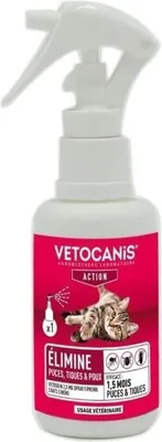 Produktbild von Flohspray und Zeckenspray Fipronil Vetocanis, 2,5 mg, Für Hunde und Katzen, 100 ml