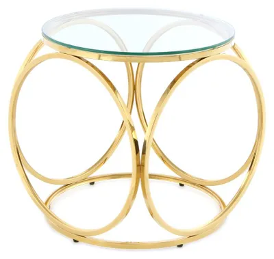 Produktbild von Padiro Beistelltisch rund Ø 50 x 52 cm - Gold - modern, Art-déco-Glamour-Look - Glastischplatte - Edelstahlgestell