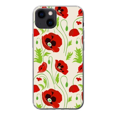 Produktbild von MuchoWow® Handyhülle Schutzhülle Hülle für iPhone 13 Blumen - Mohn - Muster Silikon Softcase Handy Hülle - Karteninhaber