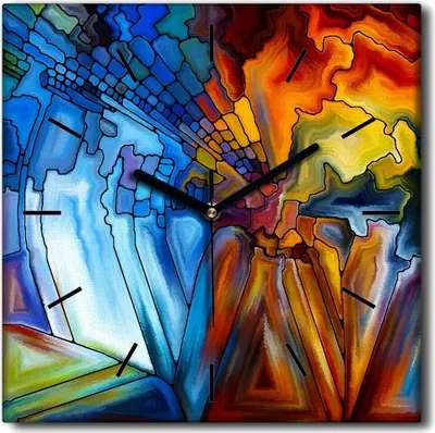 Produktbild von Coloray Uhr auf Leinwand 30x30 cm Wand Uhr Dekoration Wohnzimmer Segeltuch schwarze Hände -Abstraktion Kunstkunst