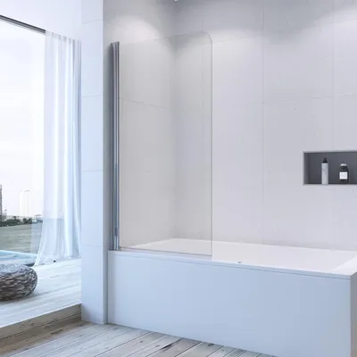 Produktbild von Badewannenaufsatz Duschwand Duschabtrennung 80x140 cm für Badewanne 80x140 cm Echtglas 5 mm Einscheibensicherheitsglas mit Nano Beschichtung