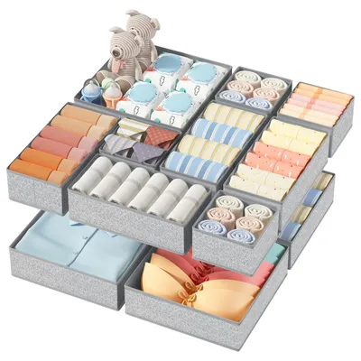 Image de Organisateur pour vêtements de bébé, ensemble de 15 boîtes de rangement pliables en tissu