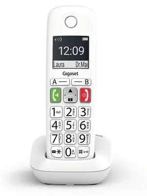 Produktbild von Gigaset E290, Analoges/DECT-Telefon, Freisprecheinrichtung, 150 Eintragungen, Anrufer-Identifikation, Weiß