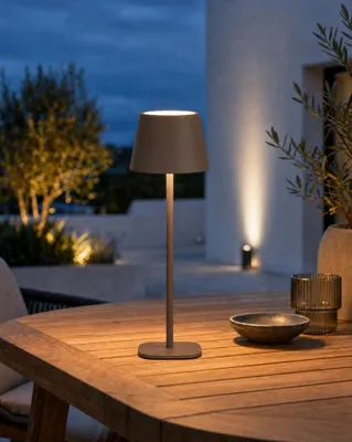 Produktbild von LED Akku Tischleuchte 3-in-1 Taupe dimmbar IP54 Flaschenaufsatz USB-C Outdoor