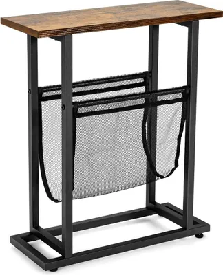 Produktbild von Schmaler Beistelltisch im Industriestil, 2-stufig, 48 x 18 x 54,5 cm, Braun/Schwarz