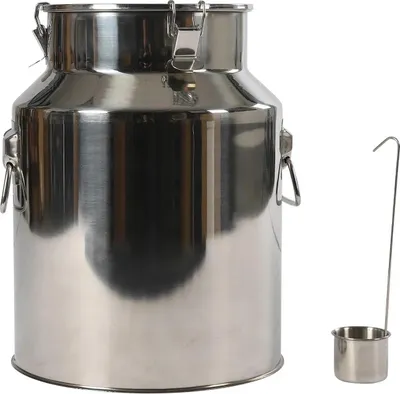 Produktbild von Edelstahlbehälter - Dichtes Fass 14 L - Für Heimbrauen von Bier/Wein - Lagerung von Wasser/Öl/Reis - Mit Tragegriff - Silber