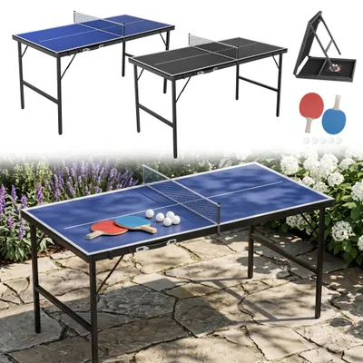 Produktbild von NAIZY schwarzer Mini Tischtennistisch faltbar, Transportabler Tischtennistisch mit Aufbewahrungstasche für Heim und Büro