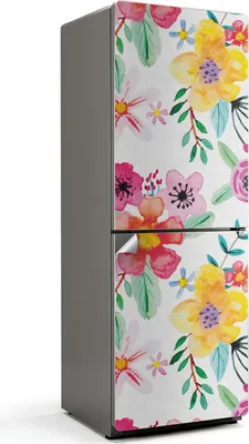 Produktbild von Blattiges Aquarellmuster – Kühlschrank Aufkleber – Klebefolie Kühlschrank – Kühlschrank Dekor – Kühlschrankfolie selbstklebend – Küchen Dekoration – 70x190 cm