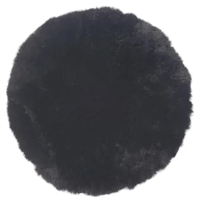 Rundes Lammfell-Sitzkissen 38 cm, Schwarz