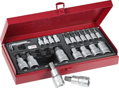 Produktbild von WGB 1/4"+1/2" TX Steckschlüssel-Einsätze 23-tlg Stahlkasten
