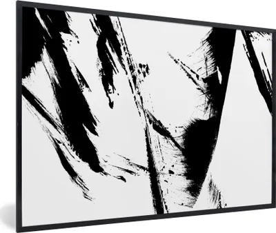 Produktbild von MuchoWow® Gerahmtes Poster Farbe - Schwarz - Abstrakt 90x60 cm - Poster mit Schwarzem Bilderrahmen Wandposter Rahmen Foto Bilder - Fotorahmen - Foto-Plakat