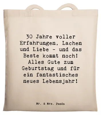 Produktbild von Mr. & Mrs. Panda Shopping Tasche Spruch 30. Geburtstag - Transparent - Geschenk, Geburtstagsgeschenk, Laptoptasche, Sprüche, Happy Birthday, Tote Bag, Uni, Schultasche