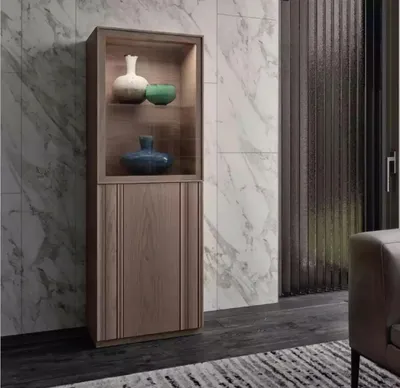 Produktbild von Vitrine Stil Modern Glasvitrine Schrank braun neu wohnzimmer