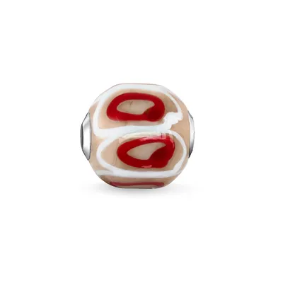 Produktbild von Thomas Sabo K0252-017-19 Karma Bead Glas Rot Beige Weiß Sterling-Silber